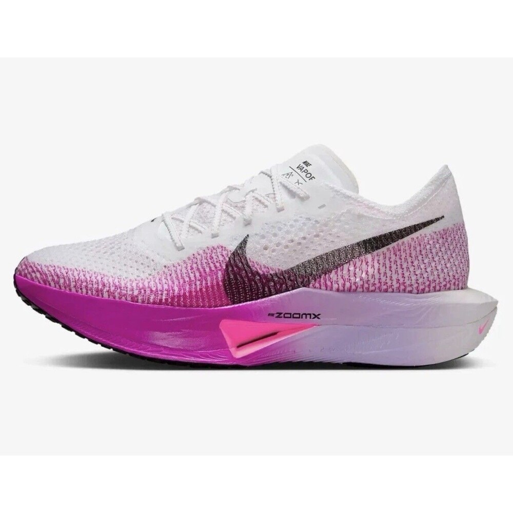 Mens Size 7.5 Nike ZoomX Vaporfly Next% 3 White Black Vivid Purple - Picture 2 of 5